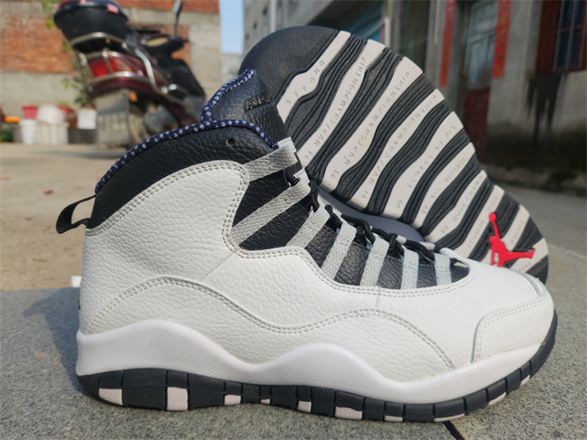 Men's Running Weapon Air Jordan 10 White/Gray/Black Shoes 011
